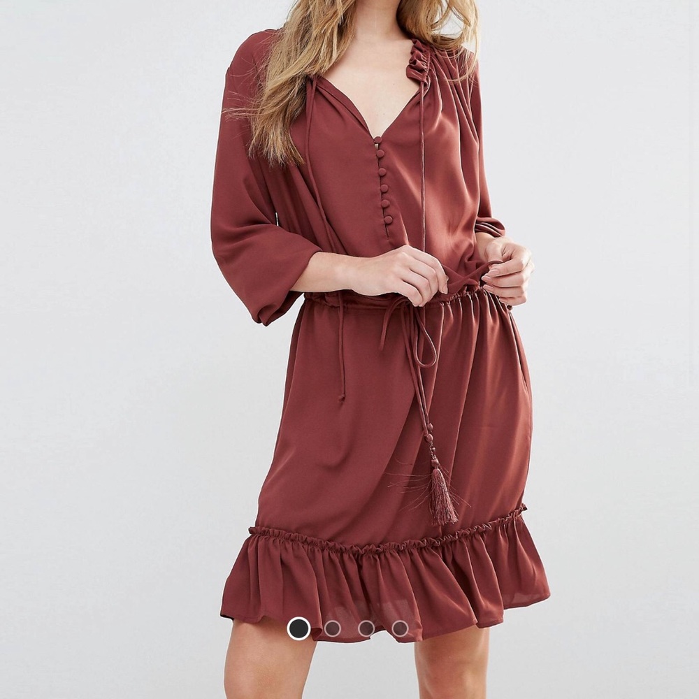 YAS osha long sleeve tassel dress